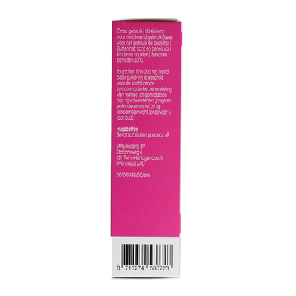 Linn Ibuprofen liquid 200mg suikervrij 20 Capsules