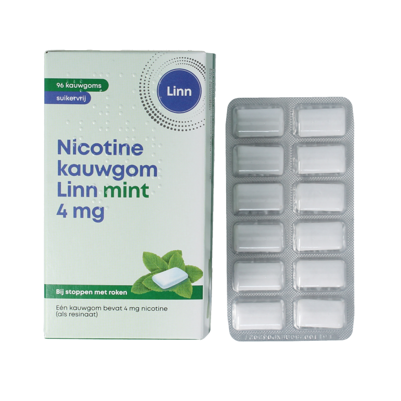 Linn Nicotine kauwgom 4mg mint 96 Stuks