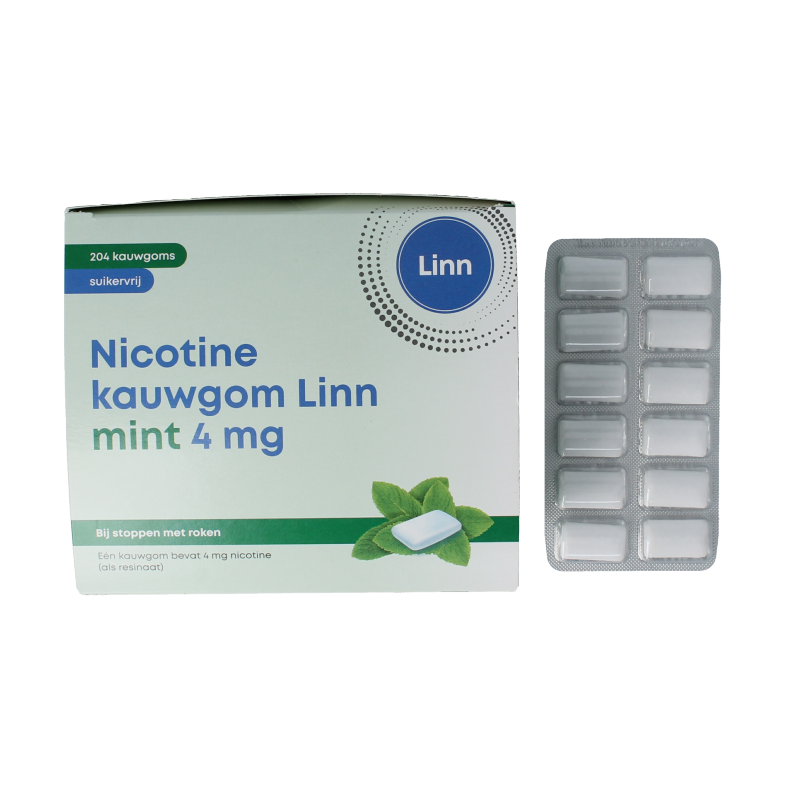 Linn Nicotine kauwgom 4mg mint 204 Stuks