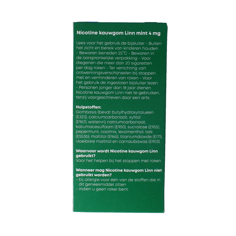 Linn Nicotine kauwgom 4mg mint 204 Stuks