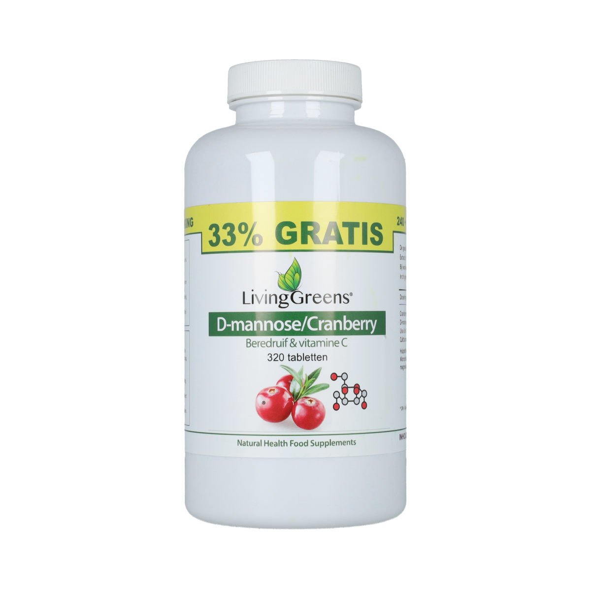 Livinggreens Cranberry D-Mannose voordeelverpakking 320.00 Tabletten