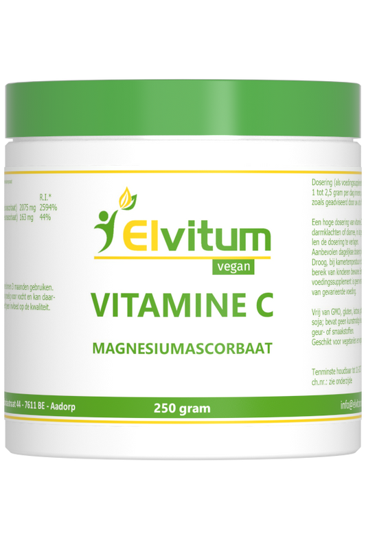 Elvitum  Vitamine C poeder magnesiumascorbaat 250.00 Gram