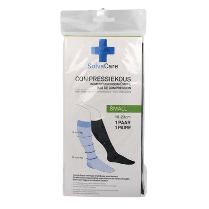 Solvacare Compressiekous zwart S 19 - 23 cm 1.00 Paar