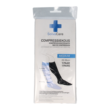 Solvacare Compressiekous zwart M 23 - 26 cm 1.00 Paar