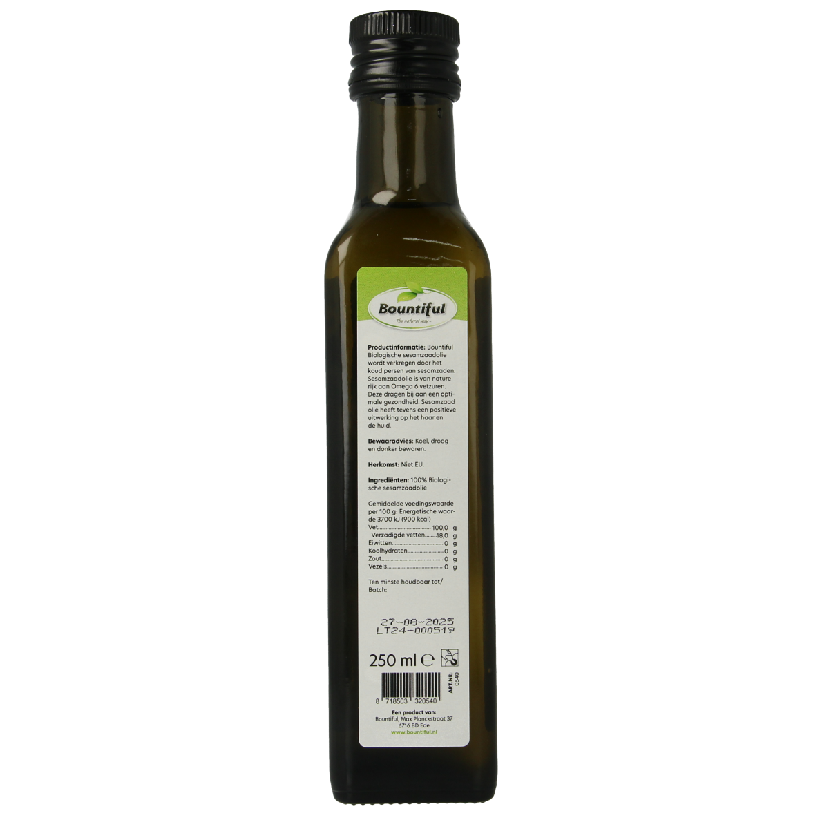 Bountiful Sesamzaadolie bio 250.00 Milliliter