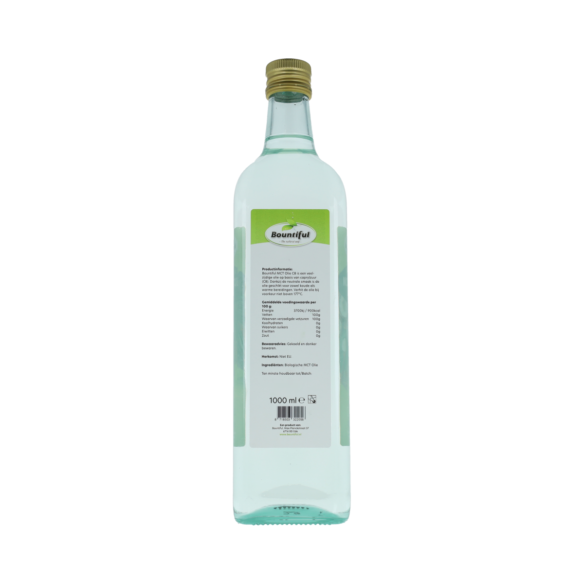 Bountiful MCT olie C8 coconut pure 99% caprylic acid bio 1000.00 Milliliter