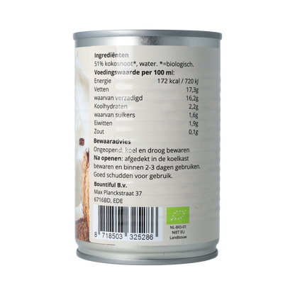 Bountiful Kokosmelk Biologisch 400.00 Milliliter