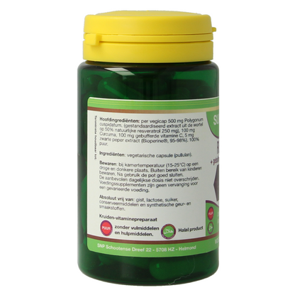 SNP Resveratrol curcuma gebufferd vit C bioperine puur 60.00 Vegetarische capsules