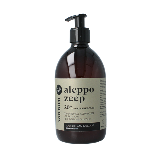 Van Toen Aleppo zeep 20% vloeibaar bio 500.00 Milliliter