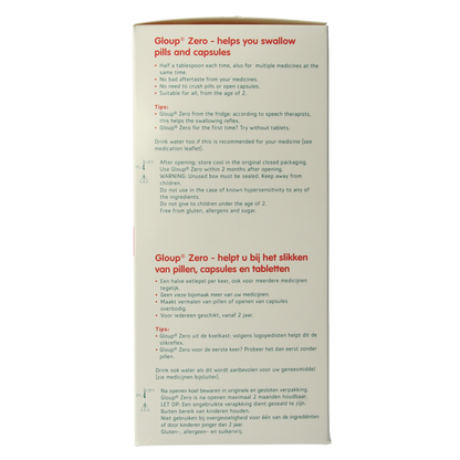 Gloup Zero medicatie inname gel framboos 500 Milliliter
