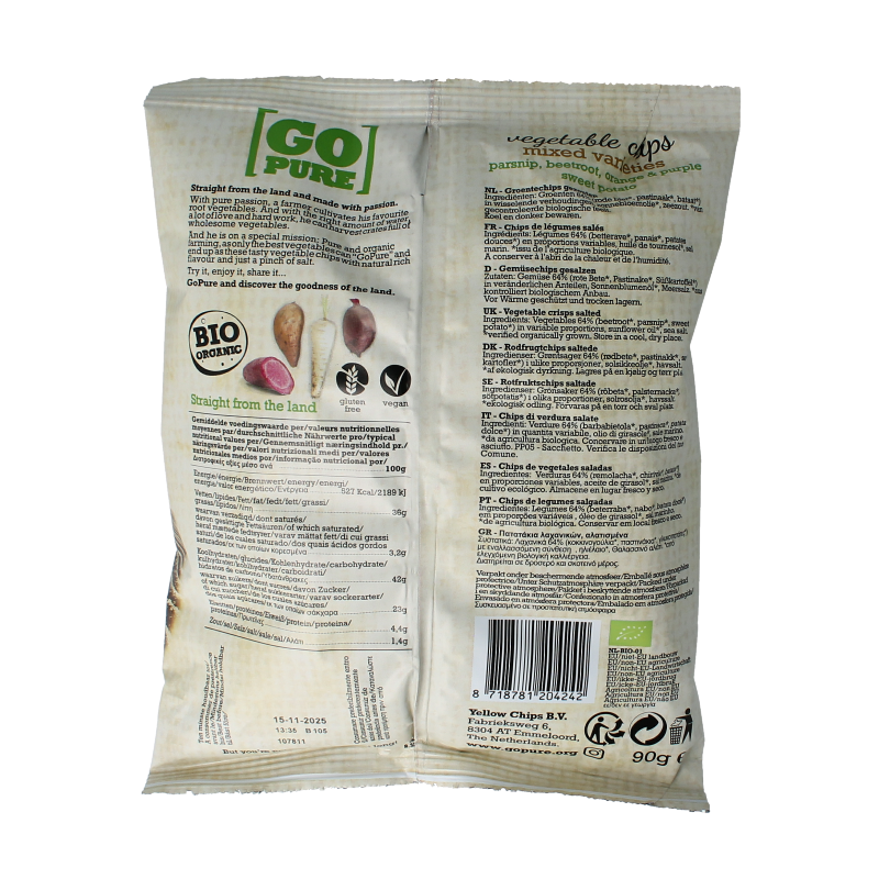 Go Pure Chips groente bio 90 Gram