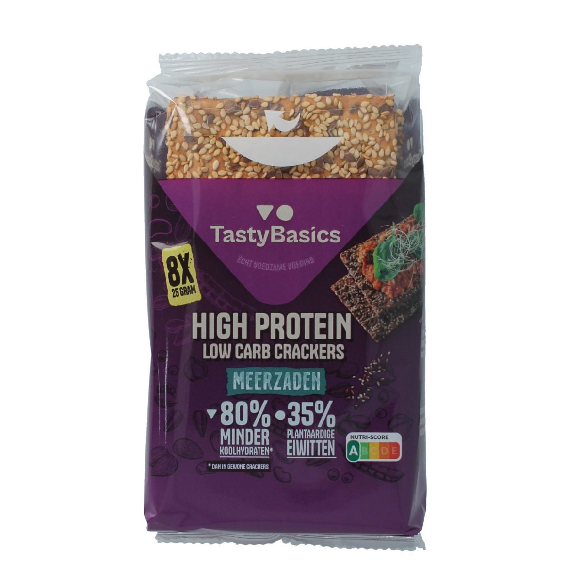 TastyBasics Less carb-high protein crackers meerzaden 200.00 Gram