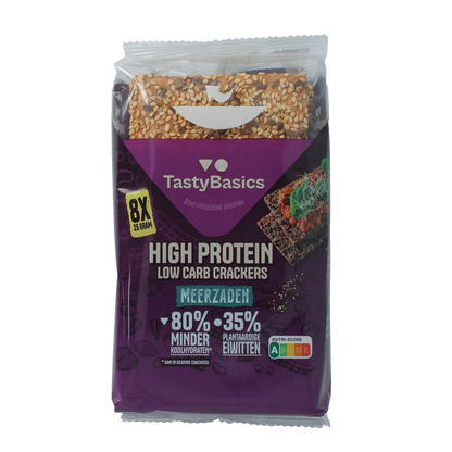 TastyBasics Less carb-high protein crackers meerzaden 200.00 Gram