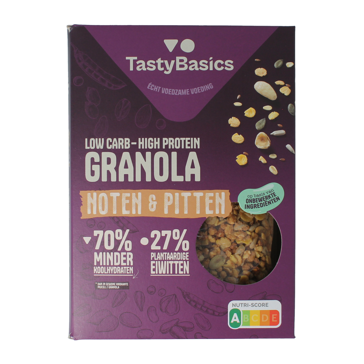 TastyBasics Less carb-high protein granola noten & pitten 350.00 Gram