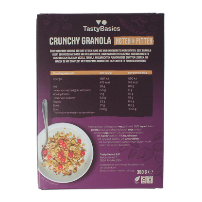 TastyBasics Less carb-high protein granola noten & pitten 350.00 Gram