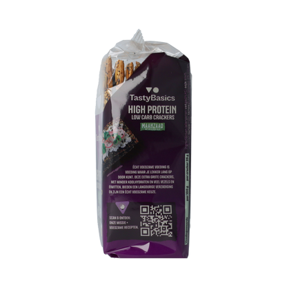 TastyBasics Less carb-high protein crackers maanzaad 200.00 Gram