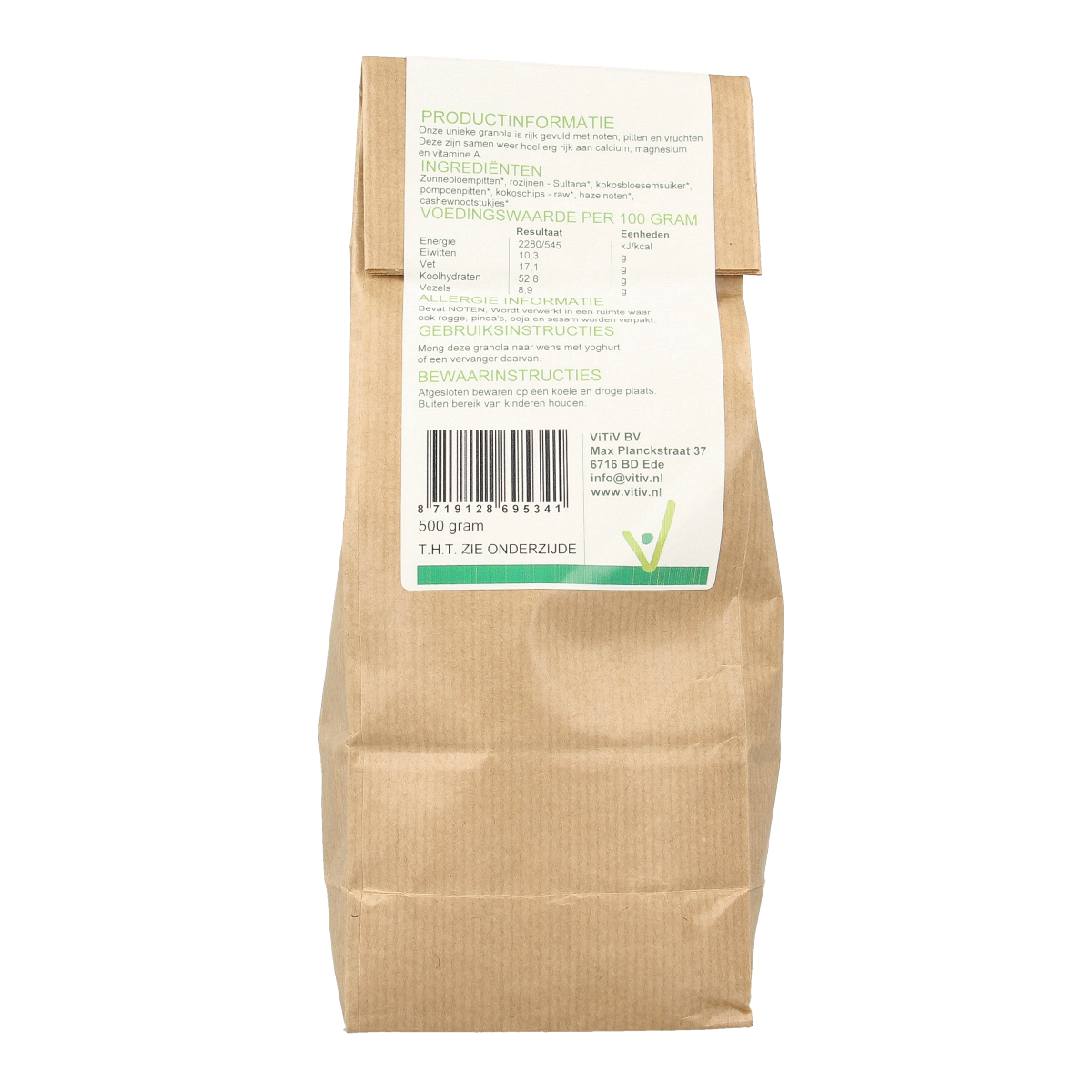 Vitiv Granola zaden en noten bio 500.00 Gram