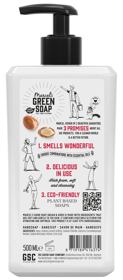 Marcel's Green Soap Handzeep argan & oudh 500 Milliliter
