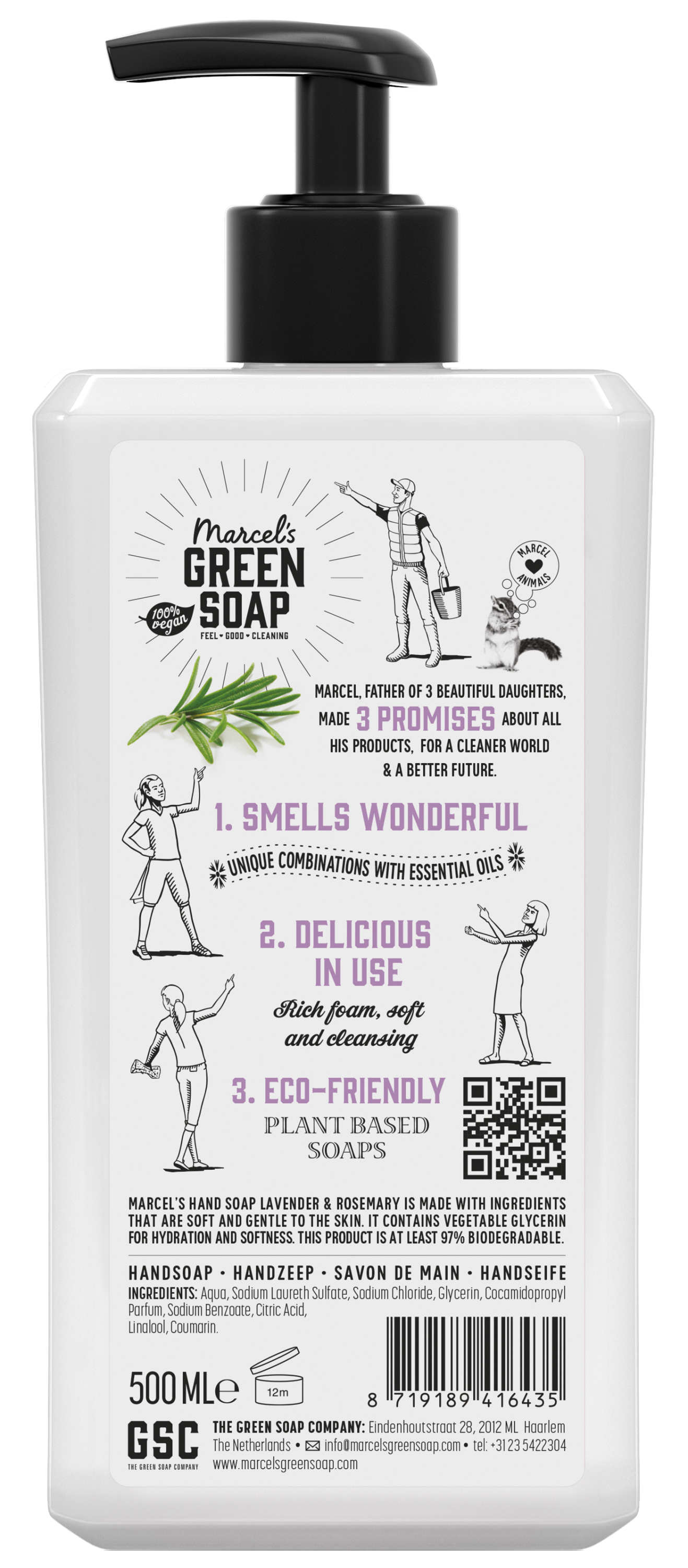 Marcel's Green Soap Handzeep lavendel & rozemarijn 500.00 Milliliter