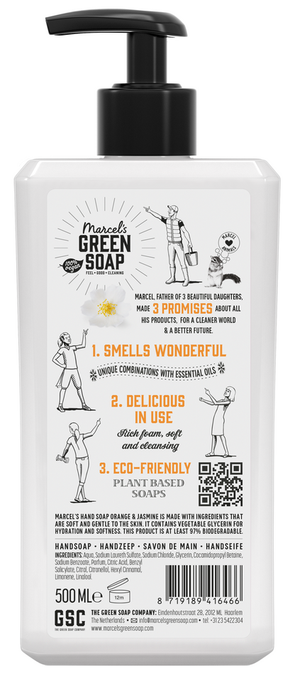 Marcel's Green Soap Handzeep sinaasappel & jasmijn 500 Milliliter