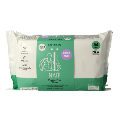 Naif Baby & kids plastic-free wipes 3-pack 3 Stuks