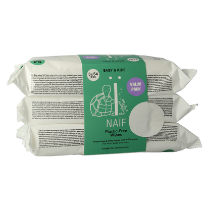 Naif Baby & kids plastic-free wipes 3-pack 3 Stuks