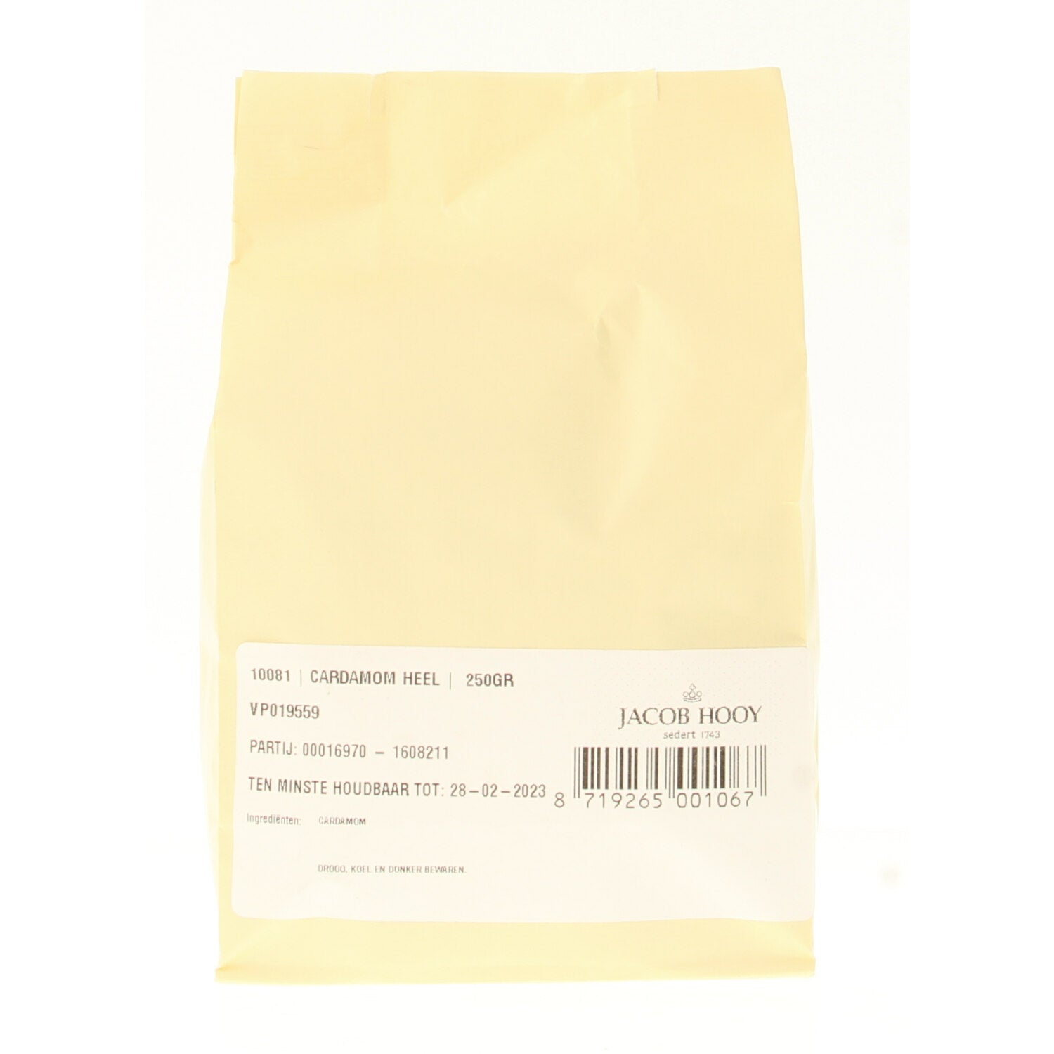 Jacob Hooy Cardamom zaad heel 250.00 Gram