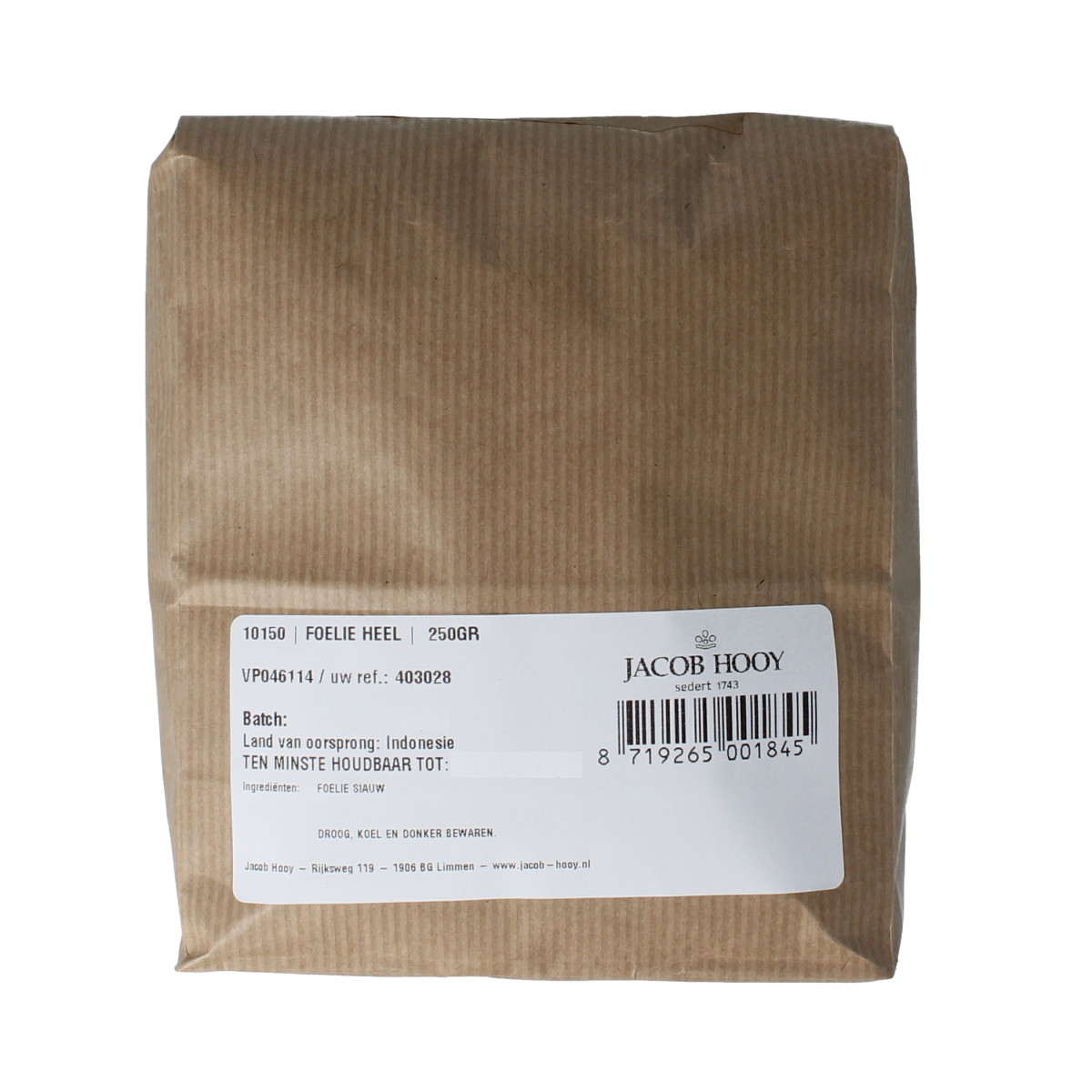 Jacob Hooy Foelie heel 250.00 Gram