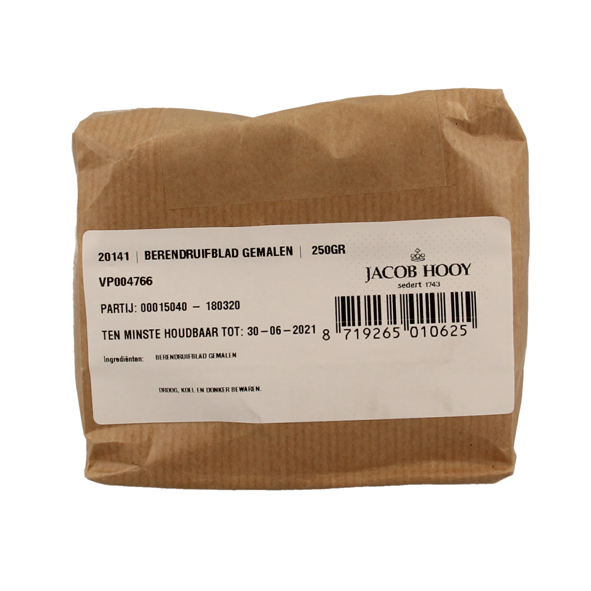 Jacob Hooy Berendruifblad gemalen 250.00 Gram