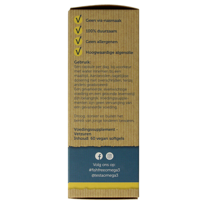 Testa Omega 3 algenolie 250mg DHA vegan NL 60.00 Vegetarische capsules