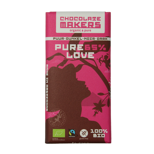 Chocolatemakers Pure love reep 65% puur fairtrade bio 80 Gram