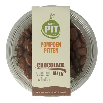 Met PIT Pompoenpitten melkchocolade 150.00 Gram