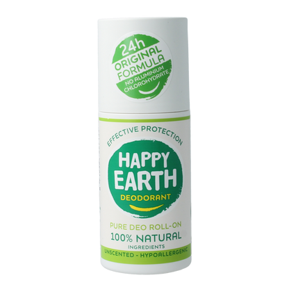 Happy Earth Pure deodorant roll-on unscented 75.00 Milliliter