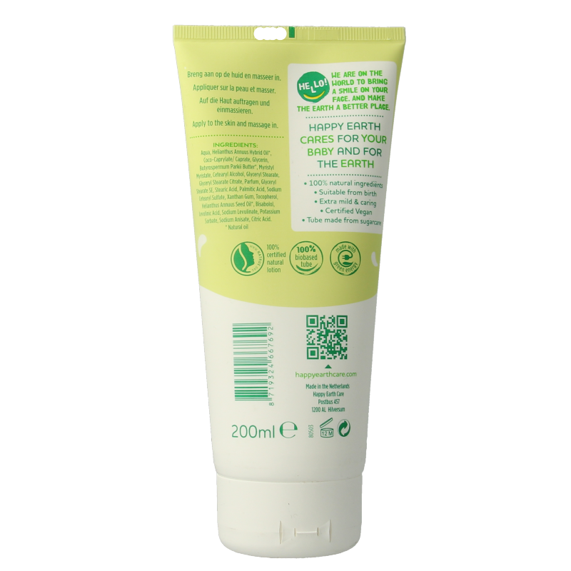 Happy Earth Bodylotion voor baby & kids 200 Milliliter