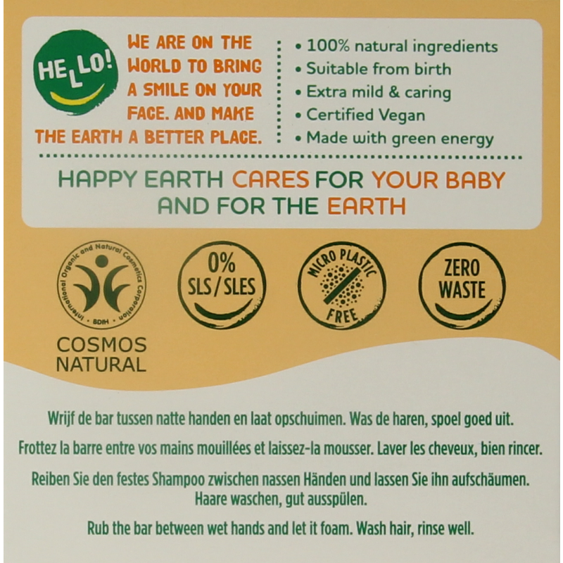 Happy Earth Shampoobar voor baby & kids 50 Gram