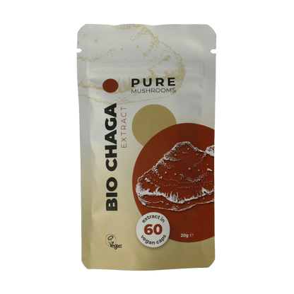 Pure Mushrooms Chaga paddenstoel extract bio 60 Vegetarische capsules