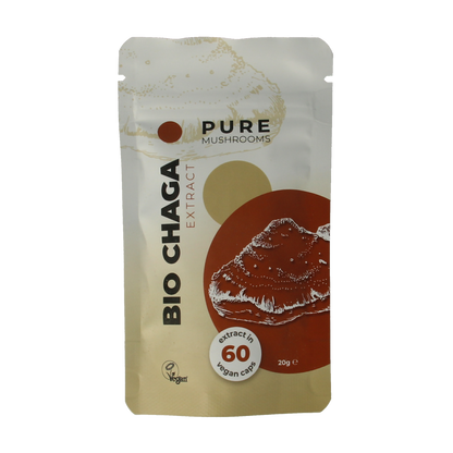 Pure Mushrooms Chaga paddenstoel extract bio 60.00 Vegetarische capsules