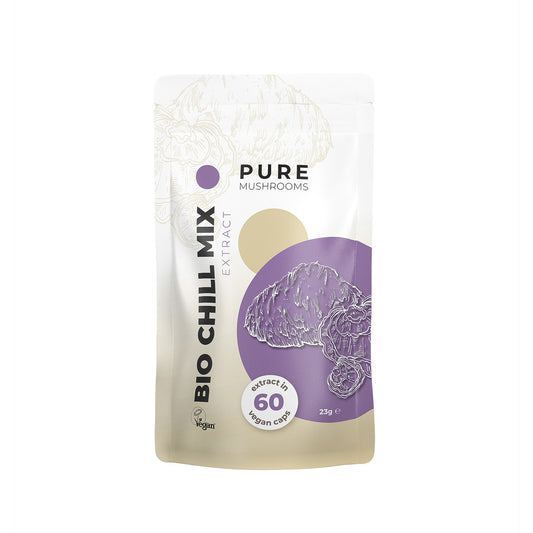 Pure Mushrooms Chill mix paddenstoelen extract bio 60 Vegetarische capsules