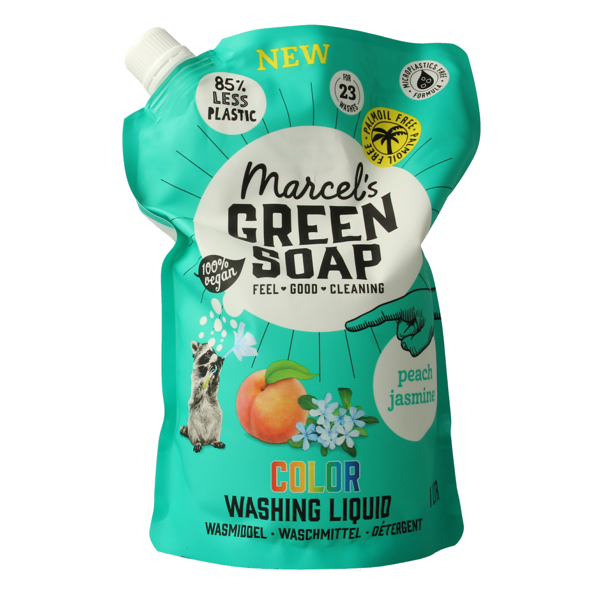 Marcel's Green Soap Wasmiddel kleur perzik & jasmijn 1.00 Liter