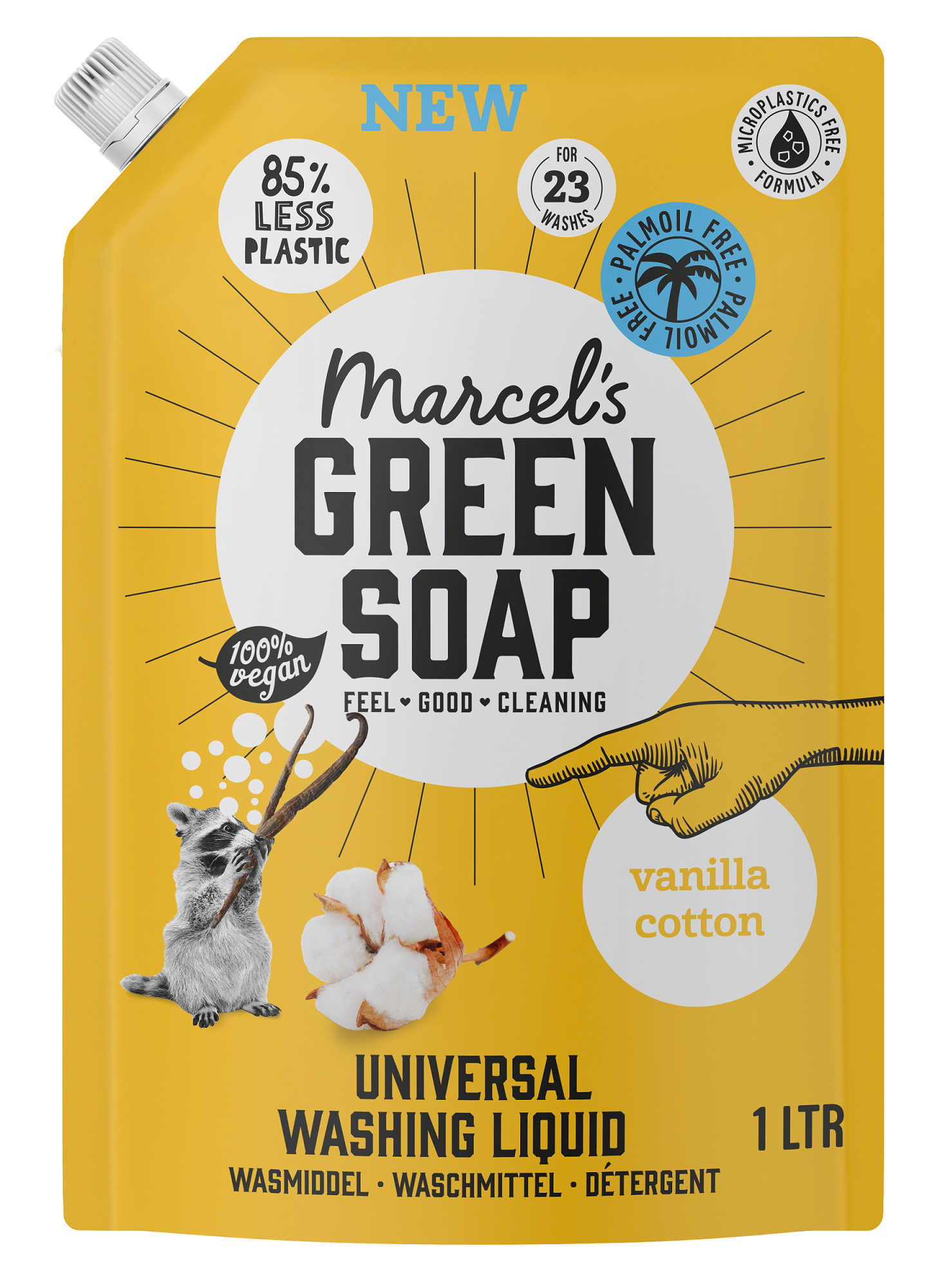 Marcel's Green Soap Wasmiddel universeel vanille & katoen navulling 1 Liter