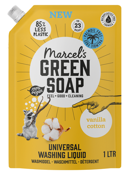Marcel's Green Soap Wasmiddel universeel vanille & katoen navulling 1 Liter