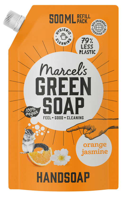 Marcel's Green Soap Handzeep sinaasappel & jasmijn navul 500 Milliliter