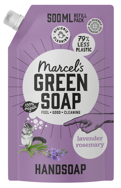 Marcel's Green Soap Handzeep lavendel & rozemarijn navul 500.00 Milliliter