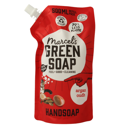 Marcel's Green Soap Handzeep argan & oudh navul  500 Milliliter