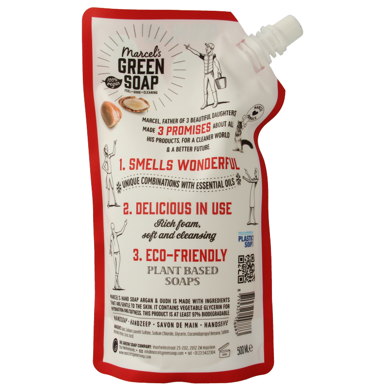 Marcel's Green Soap Handzeep argan & oudh navul  500 Milliliter