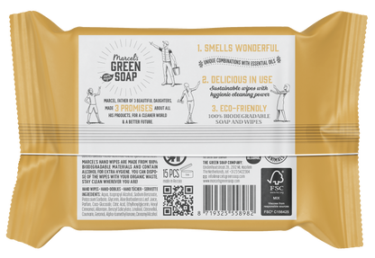 Marcel's Green Soap Hand wipes vanilla & cherry blossom bio 15.00 Stuks
