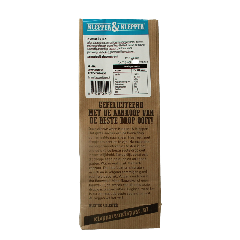Klepper&Klepper De beste drop ooit mildzout 200 Gram
