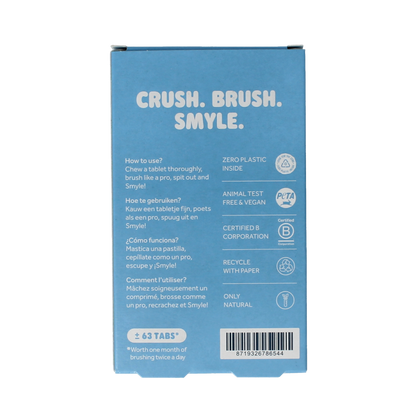 Smyle Tandpasta tabletten met fluoride navul 63.00 Stuks