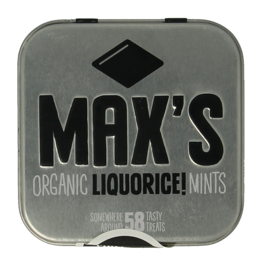 Max mints Liquorice blikje vierkant bio 35 Gram