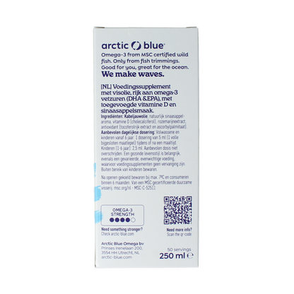 Arctic Blue Omega 3 pure visolie met vitamine D 250.00 Milliliter